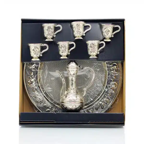 Patterned Silver Six Cup Zam Zam Set Patterned Silver Six Cup Zam Zam Set