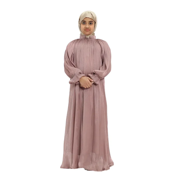 Girls Pink Organza Umbrella Abaya 0
